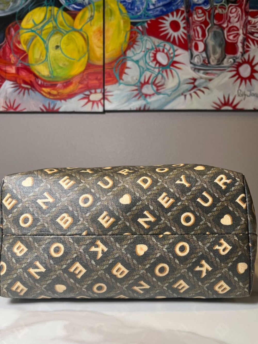 Dooney & Bourke Signature Heart Y2K Canvas Leather Tote - Picture 6 of 15